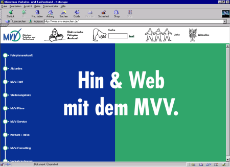 Startseite des Münchener Verkehrsverbundes