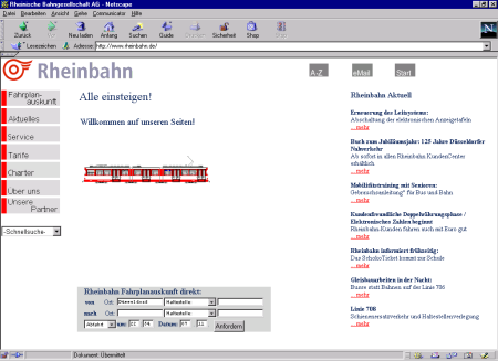 Startseite der Rheinbahn (alter, bewerteter Auftritt)