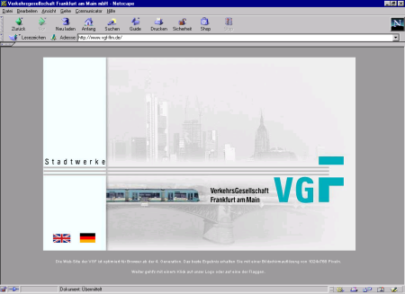Startseite der VGF