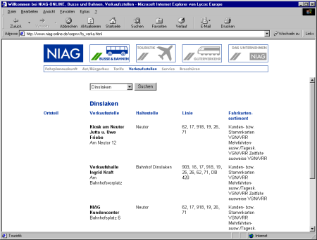 Startseite der NIAG (alter, bewerteter Auftritt)