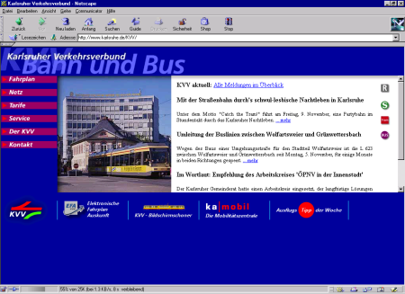 Startseite des KVV