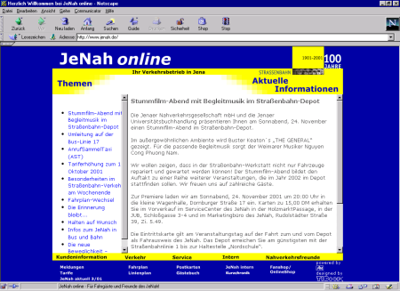 Startseite der Jenah (alter, bewerteter Auftritt)