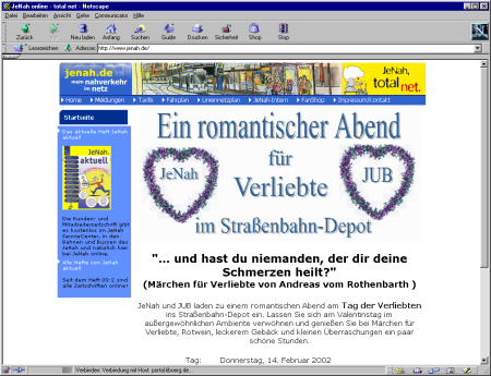 Startseite der Jenah (neuer Auftritt)