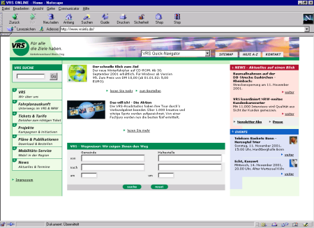 Startseite des VRS (neuer Auftritt)