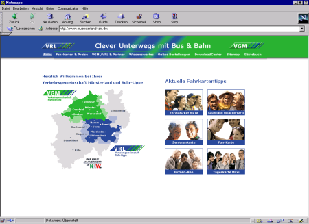 Startseite der Verkehrsgemeinschft Münsterland