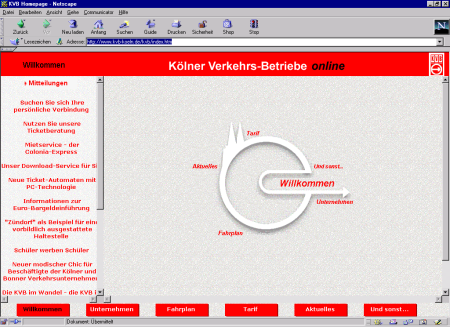 Startseite der KVB