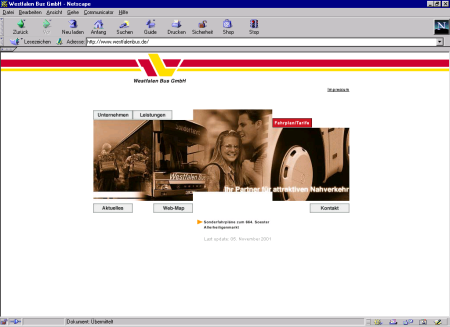 Startseite der Westfalen Bus
